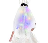 Velo de ducha nupcial - Velo para boda de novia - Velo LED con Clip para lazo nupcial, pieza para el cabello de boda con perlas, lazo de tul blanco brillante con Clip, accesorios para el cabello Skuda