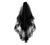 Velo de Encaje Negro | Peineta con Encaje Negro de Estilo Gótico y Motivos Florales - Velo de Flores de,para Boda, Novia, Halloween, Fotografía, Funeral o Comunión