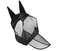 Velo de mosca de caballo, cobertura completa de la cara con nariz larga, malla de poliéster transpirable, cobertura solar, diseño de una pieza, 35 x 89 cm de longitud, color negro