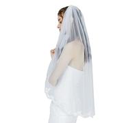 Velo de Novia Boda Blanco Marfil Sencillo Encaje Bordado Borde 1 Capa Suave Tul Con Peine V84