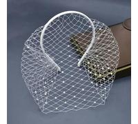 Velo de novia con diadema en y negro, encantador velo para boda, tocado, velo de jaula en la cara, mini velo, JM06