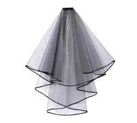 Velo de Novia Elegante Black Brides Wedding Veils Lace Short Bridal Double-layer Gauze Mesh Veil Women Girls Party Headwear Accessories(Color1)