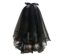 Velo de Novia Elegante Black Brides Wedding Veils Lace Short Bridal Double-layer Gauze Mesh Veil Women Girls Party Headwear Accessories(Color3)