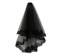 Velo de Novia Elegante Black Veil Brides Wedding Veils Lace Short Bridal Fingertip Women's With Comb