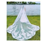 Velo de novia elegante con peine, velo de novia ajustable con encaje drapeado, velo de catedral, vestidos de novia, accesorios nupciales eternos, elementos esenciales de ceremonia de lujo(Ivory_350cm)