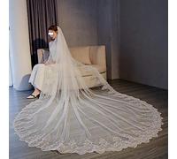 Velo de Novia for Boda, Velo de Novia, 3/4/5 Metros, Velo de Novia de Encaje Largo de una Capa, velos de Novia, velos de Novia Estilo Catedral, Blanco Marfil(Ivory,4 * 3 Meters)