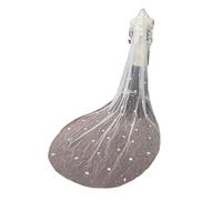 Velo de novia, Velo de novia con perlas y apliques de encaje de flores 3D en la cabeza Velo de novia con peineta Mantilla Velo largo elegante color marfil(300cm)