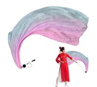 Velo de seda multicolor para danza del vientre, velo de seda para danza del vientre, banderas de Poi de seda de colores con pelota, elegante streamer de danza del vientre, velo de bufanda de seda en