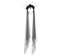 Velo Negro Halloween | Tocado De Flores En Forma De Halo Con Un Pincho | Velo Halloween para disfraz | Accesorios para bodas y disfraces s prom mascaradas festivales carnavales y cosplay de mujer en e