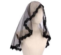 Velo negro para fiesta de Halloween, velo de encaje para el día de la muerte de la novia