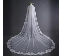 Velo Novia Sencillo Nupcial Velos Largo Tul Boda Velo Borde Boda Accesorios Capa Novia Romántico Lujo Tul De Novia Ultra-Largo Arrastre Catedral Accesorios Nupciales Bleach,3 * 1.5m