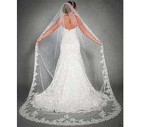 Velo Nupcial 3 Metros una Capa de Encaje de Largo Velo de Novia Velo de Boda Catedral Velo de Novia Velo Blanco Marfil (Marfil)