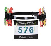 VeloChampion Cinturón de Running Ligero para Hombre Y Mujer. 6 Bucles Geles Energéticos. Porta Dorsal con Ajuste Elástico - Sin Necesidad De Imperdibles - Estilo De 2 o 3 Topes (1, 3 Topes)