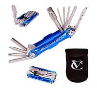 VeloChampion Kit de reparación de bicicleta Bike Multitool 14 en 1 | Llaves Allen, llave de radios, destornillador, palanca para neumáticos | Herramienta de bicicleta + estuche de almacenamiento