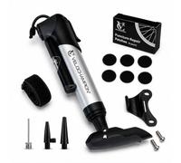 VeloChampion Mini Bomba de Bicicleta 120 PSI con Manómetro y Mango en T | Compatible con válvulas Presta, Schrader y Dunlop. Incluye soporte para cuadro, aguja para balones y diseño portátil