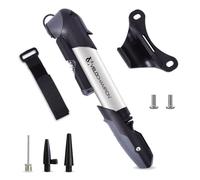 VeloChampion Minibomba de Bicicleta con Soporte para Cuadro | Aleación Resistente | Válvulas Presta, Schrader y Dunlop | Bicicletas de Carretera, Montaña y Eléctricas (Bomba Aleación 9)