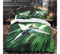 velocidad del avión de combate 3D Impresión Edredón funda 3pz Microfibra fácil cuidado estilo ciencia ficción y acción Funda de edredón 2 fundas cremallera oculta Parejas Familia Single（140x200cm）