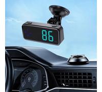 Velocímetro de vehículo HUD con brújula y posicionamiento GPS, mostrando velocidad y datos direccionales en la pantalla frontal para una experiencia de conducción más segura y distracción (sin soporte