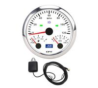 Velocímetro GPS 3 en 1 de 85 mm, odómetro, voltímetro de seguimiento de velocidad multifuncional universal, medidor de nivel de con retroiluminación de 7 colores para vehículos (Esfera blanca y