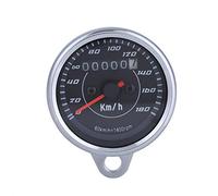 Velocímetros de motocicleta, plata universal Velocímetro de motocicleta km/h Indicador de kilometraje doble Tacómetro Moto Cuentakilómetros Velocímetro Señal del instrumento con luz LED