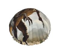 Velociraptor Dinosaur03 - Gorro de ducha reutilizable para mujer, con doble capa elástica para baño de cabello largo