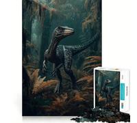 Velociraptor en la Jungla,Rompecabezas de 1000 Piezas para Adultos,Juego de lógica,Corte de precisión,Bordes Lisos, reuniones Familiares (38x26cm)