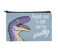 Velociraptor Feed Me and Tell Me I'm Pretty Dinosaur - Bolsa organizadora de maquillaje divertida, multicolor, 20,3 cm