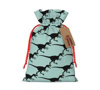 Velociraptor - Práctica bolsa de Navidad con estampado de dinosaurios, con cordón, 4.7 x 6.9 pulgadas para Navidad, Halloween