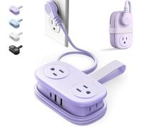 Velocitybe Kindnesson Frontaley Entrancet 7-in-1 Power Strip, 4 Outlets 3 USB Ports, 7 in One Power Strip That Solves All Your Charging Problems, Travel Surge Protector Size Extension Cord(Purple)