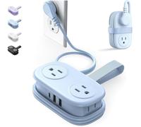 Velocitybe Kindnesson Frontaley Entrancet 7-in-1 Power Strip, 4 Outlets 3 USB Ports, 7 in One Power Strip That Solves All Your Charging Problems, Travel Surge Protector Size Extension Cord(Blue)