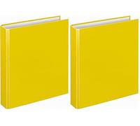 VELOFLEX 1153010 - Carpeta de anillas Basic, DIN A5, 1 pieza, amarillo, altura de relleno 25 mm, carpeta con 4 anillas mecánicas, carpeta estrecha (Paquete de 2)