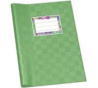 Veloflex 1352141 - Funda para cuaderno (DIN A5, 25 unidades, polipropileno, cubierta de rafia, etiqueta para nombre, color verde claro)