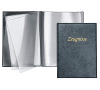 VELOFLEX 4401850 Certificate Folder DIN A4 Leather Grain with 10 Pockets Blue