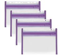 VELOFLEX A435006 - Funda portadocumentos con cremallera, 4 piezas, DIN A5, archivable, violeta, VELOBAG XXS, bolsillo con cremallera