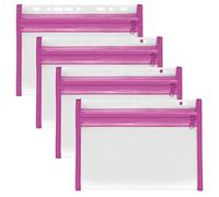 VELOFLEX A435007 - Funda para documentos con cremallera, 4 piezas, DIN A5, archivable, rosa, VELOBAG XXS, bolsillo con cremallera