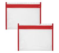 VELOFLEX A435402 - Funda para documentos con cremallera, 2 piezas, DIN A4, archivable, roja, VELOBAG XS, bolsillo con cremallera