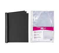 VELOFLEX A494438 - Carpeta con sujetapapeles VELOCOLOR DIN A4, negro, incl. 10 fundas transparentes, resistentes a la luz, carpeta con sujetapapeles para hasta 150 hojas