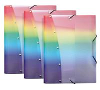 VELOFLEX - Carpeta Rainbow Diamond DIN A4, 3 unidades, con elástico