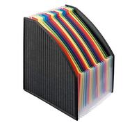 VELOFLEX 4446380 - Caja archivadora de pie A4, resistente lámina de PP, con bordes reforzados con tejido, caja con 23 compartimentos de colores