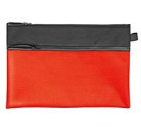 Veloflex Velobag 2724220 Combi - Bolsa de transporte (DIN A4, textil resistente, 330 x 220 mm, con cremallera de plástico, bolsillo adicional con cremallera, 1 unidad), color negro y rojo