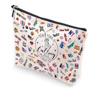 VeloKomo Bolsa de maquillaje de recuerdo de viaje, imprescindible para vacaciones, pequeña bolsa de cosméticos para mujeres y niñas, regalos de cumpleaños, Varios colores, Nueva York