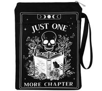 VeloKomo Funda para libro gótico - Just One More Chapter Skeleton Zipper Black Tarot Card Books Covers con bolsillo frontal lavable, protector de libros para amantes de los libros, regalos para libros