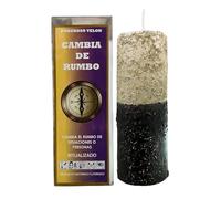 Velón Cambia de Rumbo para Cambiar el Rumbo de las Situaciones o Personas | Velón Ritualizado Herbóreo Blanco y Negro con Polvos Especiales e Instrucciones de Uso con Oración.