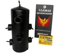 Velon de 9 llamas Color Negro | Vela Ritualizada que Potencia y Protege | Velón Negro Nueve Llamas | Velas de Nueve llamas | Vela 9 llamas y Oración