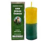 Velón de San Judas Tadeo para Casos Imposibles y Estudios | Peticiones Complicadas y Desesperadas y de Estudios, Exámenes y Oposiciones | Vela con Sal Incrustada con Pergamino, Amuleto y Oración.