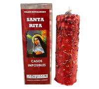 Velón de Santa Rita para Resolver Casos Imposibles | Velón Ritualizado Preparado Especial para Cualquier Tipo de Petición Difícil | Incluye Amuleto e Instrucciones de Uso.
