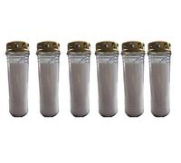Velón litúrgico con tapa de cera de parafina. Hasta 6 días de duración. Calidad extra. Ideal para iglesias, cementerios, tumbas...Sin perfume. Velón Santo (6, Blanco, 20 cm)