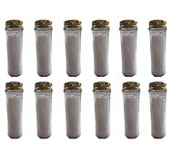Velón litúrgico con tapa de cera de parafina. Hasta 6 días de duración. Calidad extra. Ideal para iglesias, cementerios, tumbas...Sin perfume. Velón Santo (12, Blanco, 20 cm)