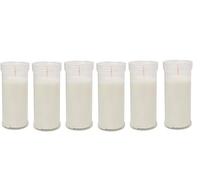 Velón litúrgico de cera de parafina. Hasta 6 días de duración. Calidad extra. Ideal para iglesias, cementerios, tumbas...Sin perfume. Velón Santo (6, Blanco, 14 cm)