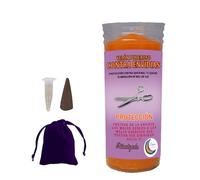 Velón Poderoso contra Envidias, Naranja, 16 cm, con Incienso y Aroma, Set de Ritual de Protección